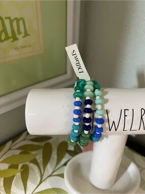 Dillard's Blue & Green Beaded Stretch Bracelet Set #Dill1